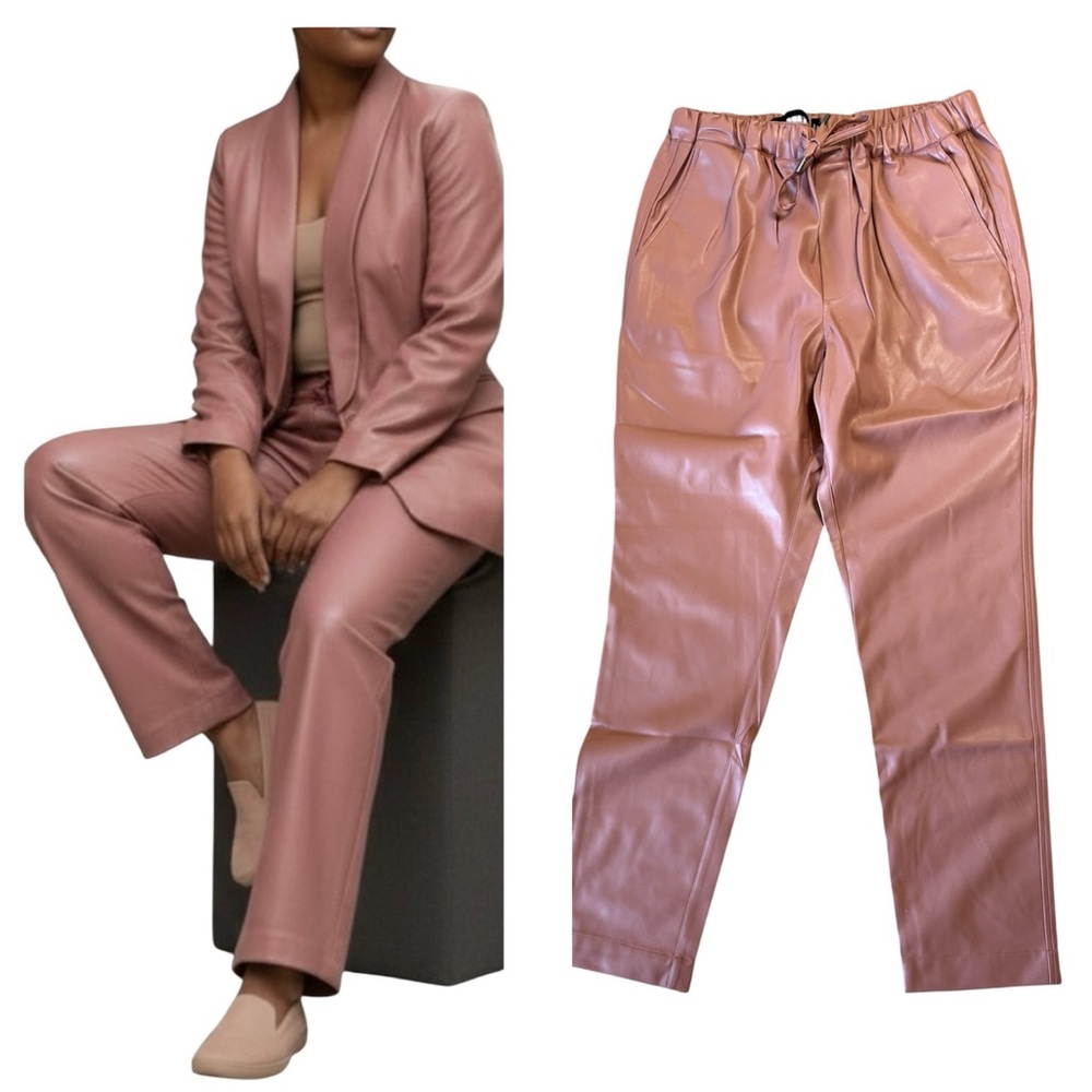WildFang vegan leather the empower drawstring pants pink color size Small
